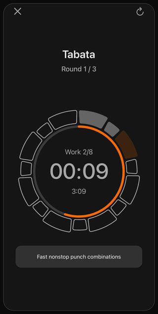 Bell boxing round timer showing work and rest intervals on one ring