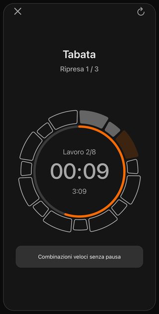Il timer per riprese Bell che mostra lavoro e recupero su un solo anello